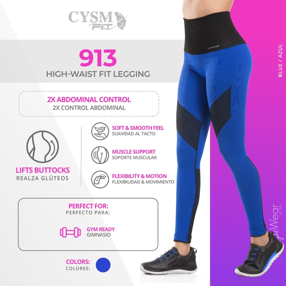 Ultra Compression and Abdomen Control Fit Legging Royal Blue - Style 913